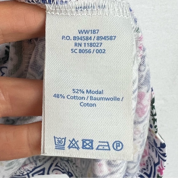 Boden Margo Floral Paisley Dress Sz 6 Blue Pink Jersey Knit - Picture 13 of 13
